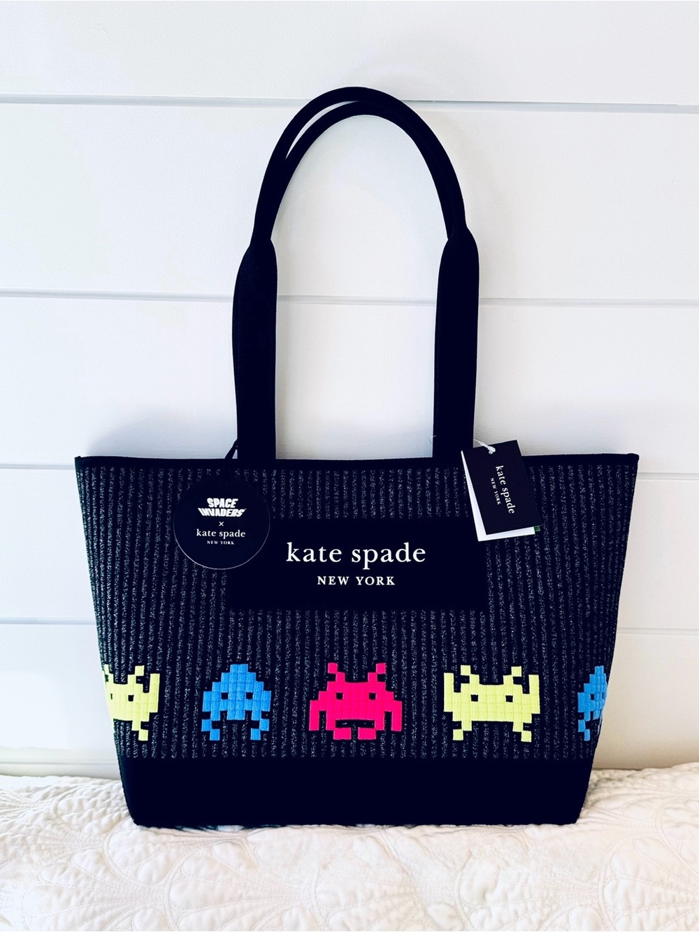 Kate Spade x Space Invaders tote playful retro archade nostalgia collectible NWT - Picture 2 of 10